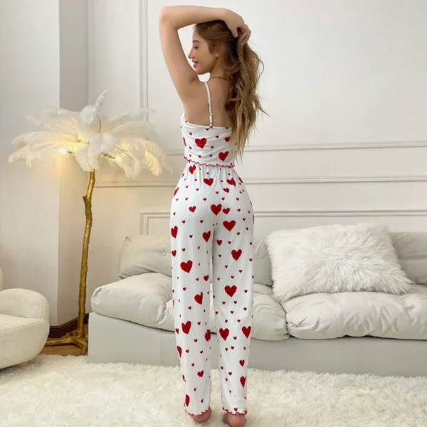 Pyjama haut court + pantalon,  doux, décontracté, imprimé d'amour - 200725/2314 – Image 4