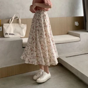 Jupe longue plissée Vintage à imprimé Floral - 160725/2046