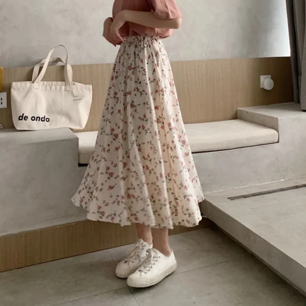 Jupe longue plissée Vintage à imprimé Floral - 160725/2046