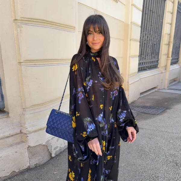 Robe longue noire avec motifs - 140725/1028 – Image 2