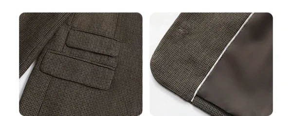 Blazer en laine rétro  à petits carreaux , simple boutonnage - 190725/2032 – Image 9