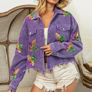 Manteau Floral en Velours,  à Paillettes - 190725/1913