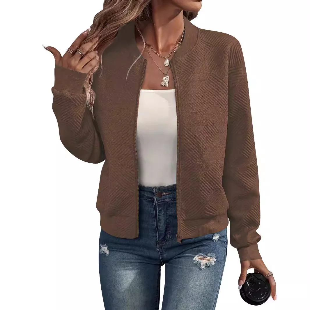 Veste décontractée à col, couleur unie, simple et exquise, avec fermeture éclair - 190725/2014 – Image 5