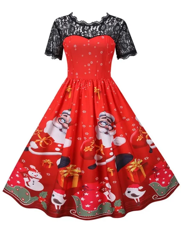 Robe de Noël vintage élégante, manches courtes, dentelle - 210725/2130 – Image 6