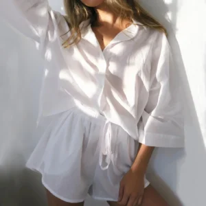 Costume en coton et lin,  demi-manches - 140725/1110