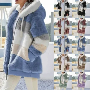 Veste amlpe, chaud, peluche, poche, capuche - 190725/1949
