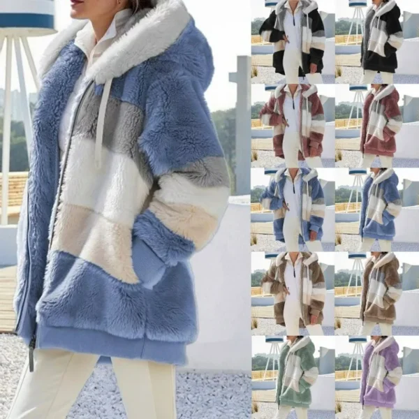 Veste amlpe, chaud, peluche, poche, capuche - 190725/1949