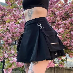 Mini Jupe noire Sexy, Patchwork – 150725/2329