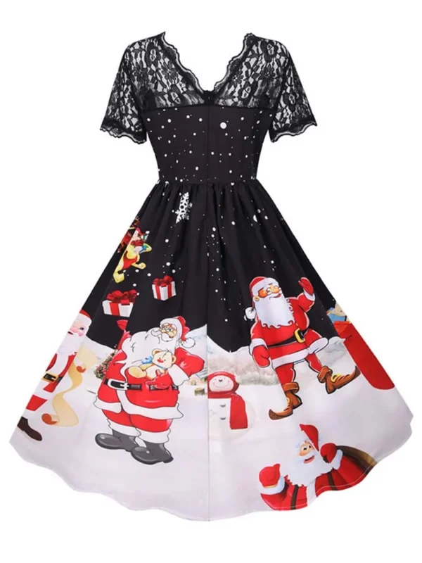 Robe de Noël vintage élégante, manches courtes, dentelle - 210725/2130 – Image 3
