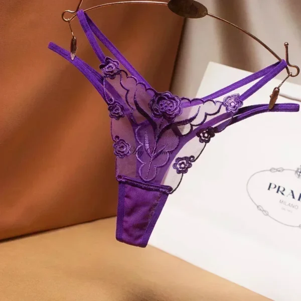 String Sexy dentelle florale brodée string maille fine sangle - 140725/2108 – Image 7