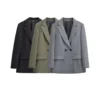 Manteau Blazer à Double boutonnage, manches longues, poches à rabat - 190725/1854