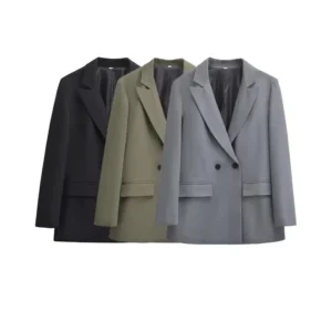 Manteau Blazer à Double boutonnage, manches longues, poches à rabat - 190725/1854