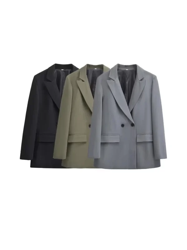 Manteau Blazer à Double boutonnage, manches longues, poches à rabat - 190725/1854