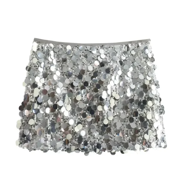 Mini jupe à paillettes argentées, taille haute - 160725/2005 – Image 8