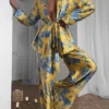 Pyjama à manches longues et col en V , pantalon imprimé - 200725/2015