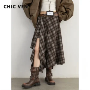 Jupe longue motif tartan rétro ample - 150725/2346