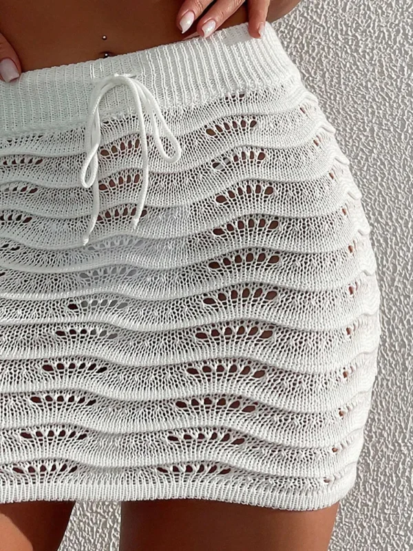 Mini jupe couleur blanche tricoté - 150725/2338 – Image 5
