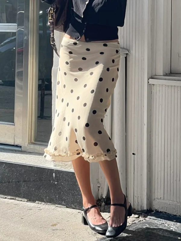 Jupe mi-longue élégante, Style anglais, imprimé à pois - 160725/2003 – Image 3