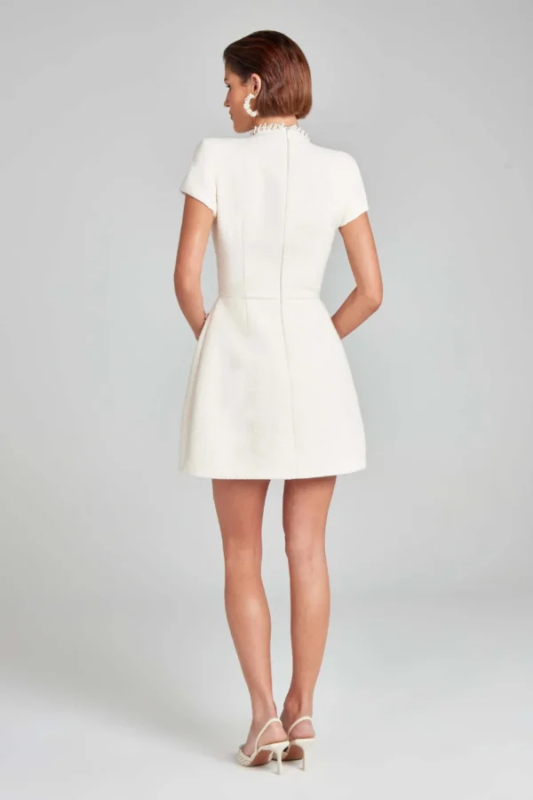 Robe courte en Tweed blanche élégante 140725/1007 – Image 5