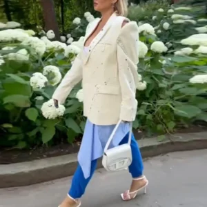Manteau imprimé décolté, veste à revers, simple boutonnage, manches longues, épaules dénudées - 190725/2019