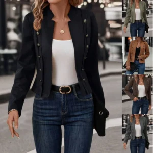 Veste faux daim , manteau ouvert, boutons croisés - 190725/2020