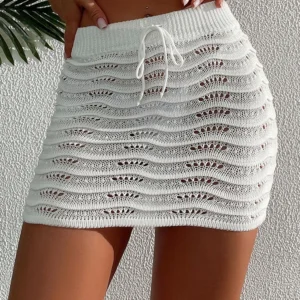 Mini jupe couleur blanche tricoté - 150725/2338