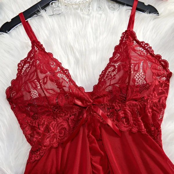 Ensemble nuisette et lingerie transparent rouge dentelle - 200725/2306 – Image 4