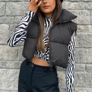 Veste bombers en coton, col montant, court, chaud - 190725/2006