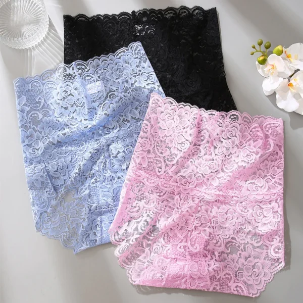 Culotte Sexy en dentelle taille haute confortable extensible, Semi transparent - 180725/2247 – Image 5