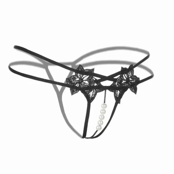 String Transparent en dentelle avec perles, taille basse, sans entrejambe, perle de Massage - 190725/2319 – Image 5
