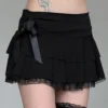 Mini jupe style gothique , trapèze en dentelle noire - 160725/0017