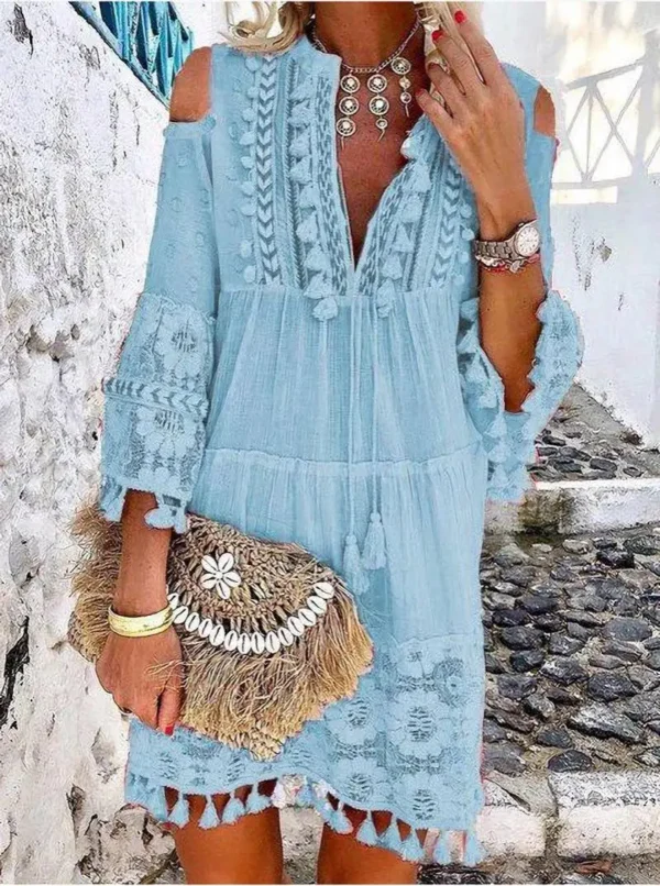 Robe broderie Crochet dentelle élégant épaules nues - 140725/1102 – Image 4