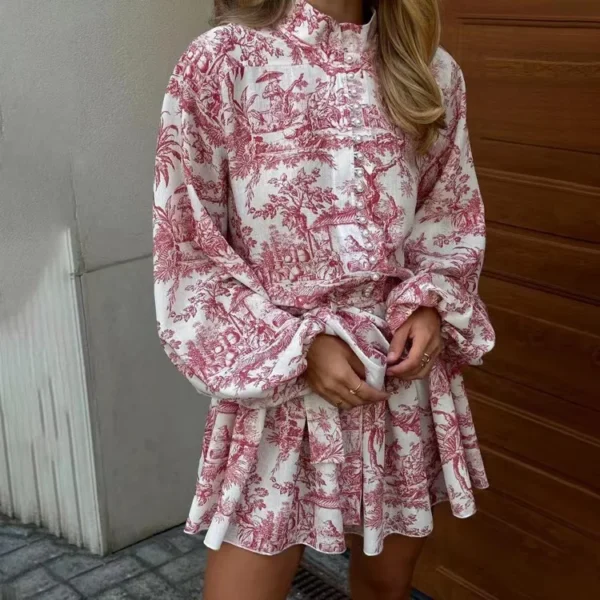 Robe élégante mini en mode volants lanterne avec manches - 130725/2035 – Image 3