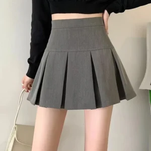 Mini jupe plissée grise Vintage, mode coréenne, uniforme scolaire - 160725/2008