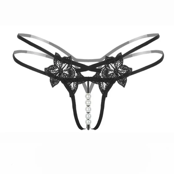 String Transparent en dentelle avec perles, taille basse, sans entrejambe, perle de Massage - 190725/2319 – Image 4