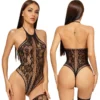 Ensemble de Lingerie érotique sans entrejambe, soutien-gorge moulant en résille, Slim, maille extensible - 190725/2126