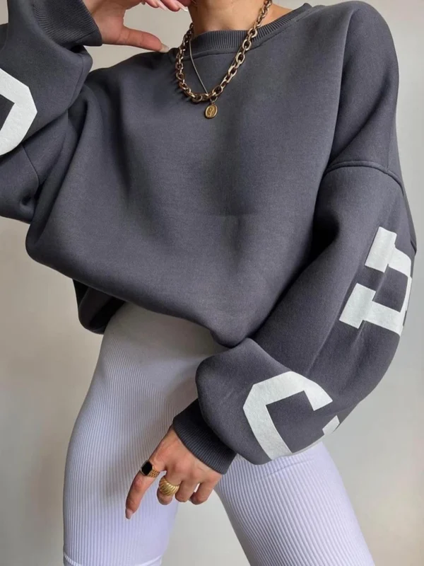Pull ample sweats dos lettre imprimer, longues hauts style Streetwear - 210725/2223 – Image 2