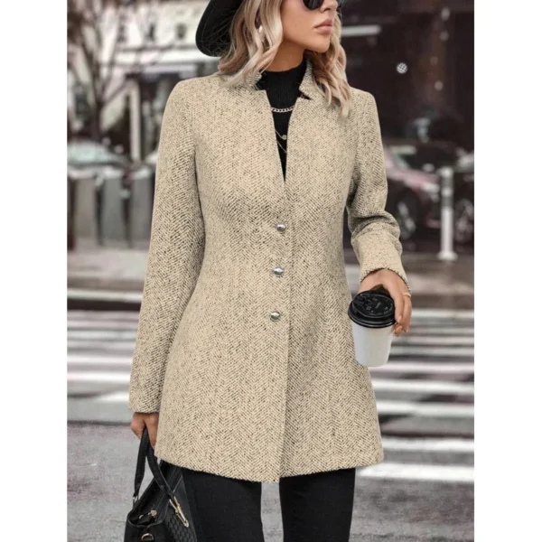 Manteau long, couleur unie, col montant, bouton - 210725/2113 – Image 4