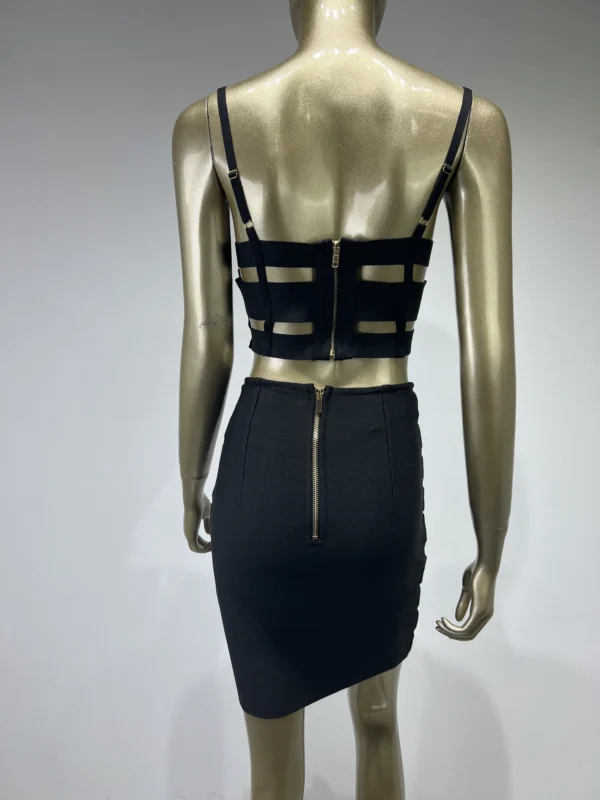 Robe sexy célébrité découpé mental noir blanc - 140725/1732 – Image 6