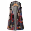 Gilet à capuche à motif Patchwor, doublure polaire, haut Long sans manches - 21072025/2104