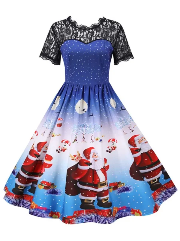 Robe de Noël vintage élégante, manches courtes, dentelle - 210725/2130 – Image 4
