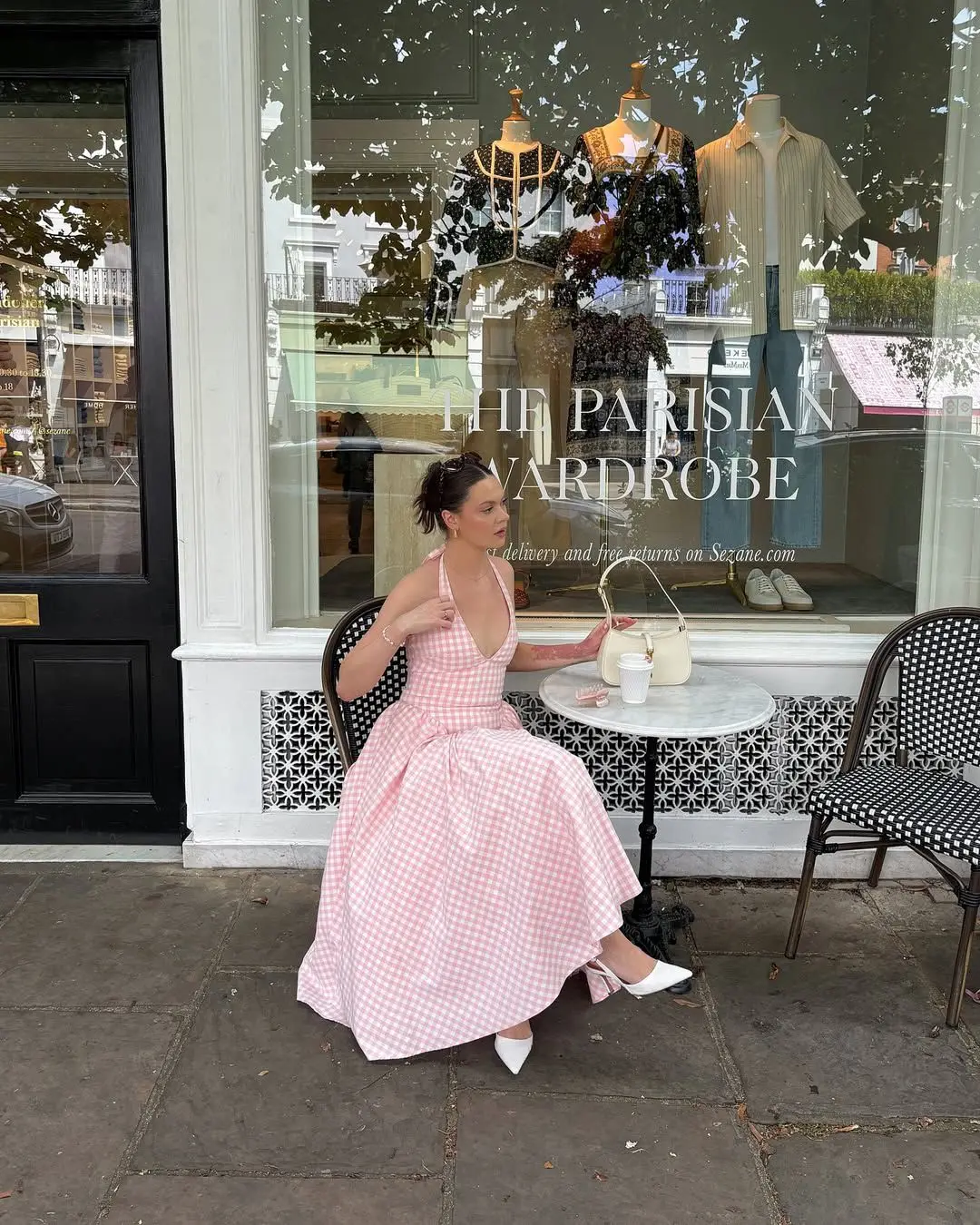 Robe longe échancrée rose carreaux sexy - 1307252041 – Image 3