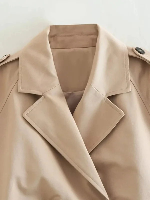 Trench beige court avec ceinture, Vintage, Streetwear, Double boutonnage, manches longues - 190725/2003 – Image 5