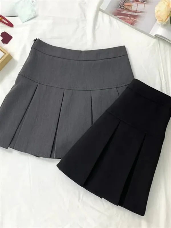 Mini jupe plissée grise Vintage, mode coréenne, uniforme scolaire - 160725/2008 – Image 6
