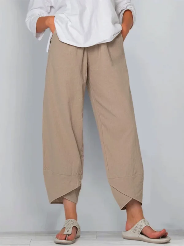 Pantalon Baggy , taille élastique coton ample décontracté - 220725/1842