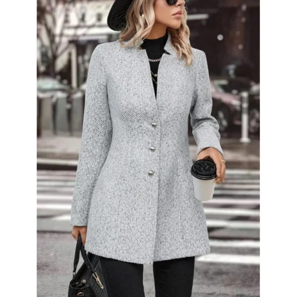 Manteau long, couleur unie, col montant, bouton - 210725/2113 – Image 3