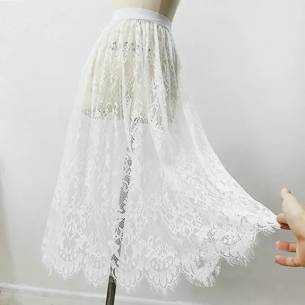Jupe noire dentelle blanche transparente longue jupe 60 Cm - 160725/2031 – Image 3