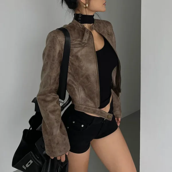 Veste effet cuir, coupe  droite  - 190725/2039