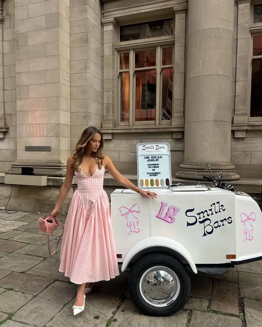 Robe longe échancrée rose carreaux sexy - 1307252041 – Image 2