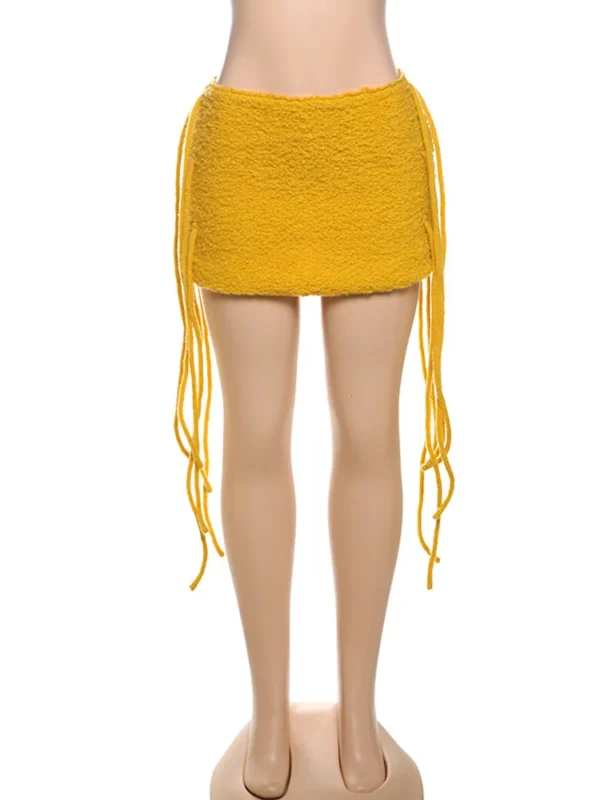 Mini jupe Sexy tricoté jaune, taille haute - 160725/2024 – Image 5